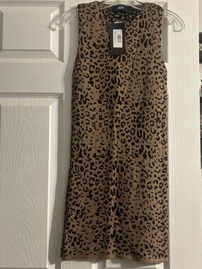 Leopard Print Knit Keyhole Dress
